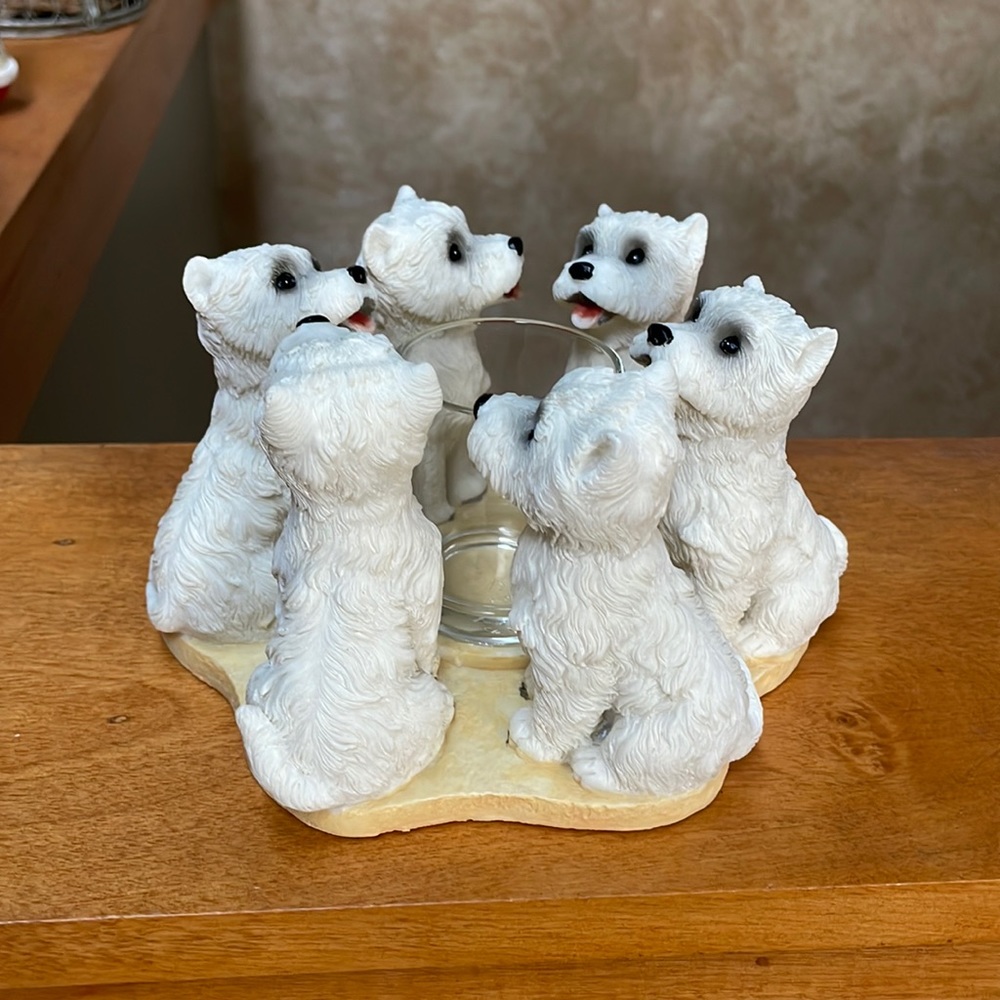 Westie Dogs Candle Holder Circle